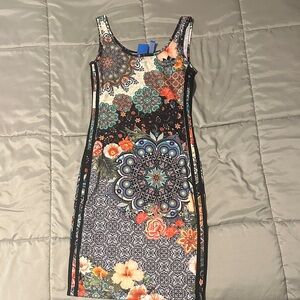 Adidas Multicolor Floral Pattern Midi Dress